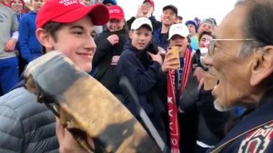 Covington Catholic (Ky.) High School student Nick Sandmann, seen here standing before Native American activist Nathan Phillips at the Lincoln Memorial, says he has received death threats after video of their encounter went viral